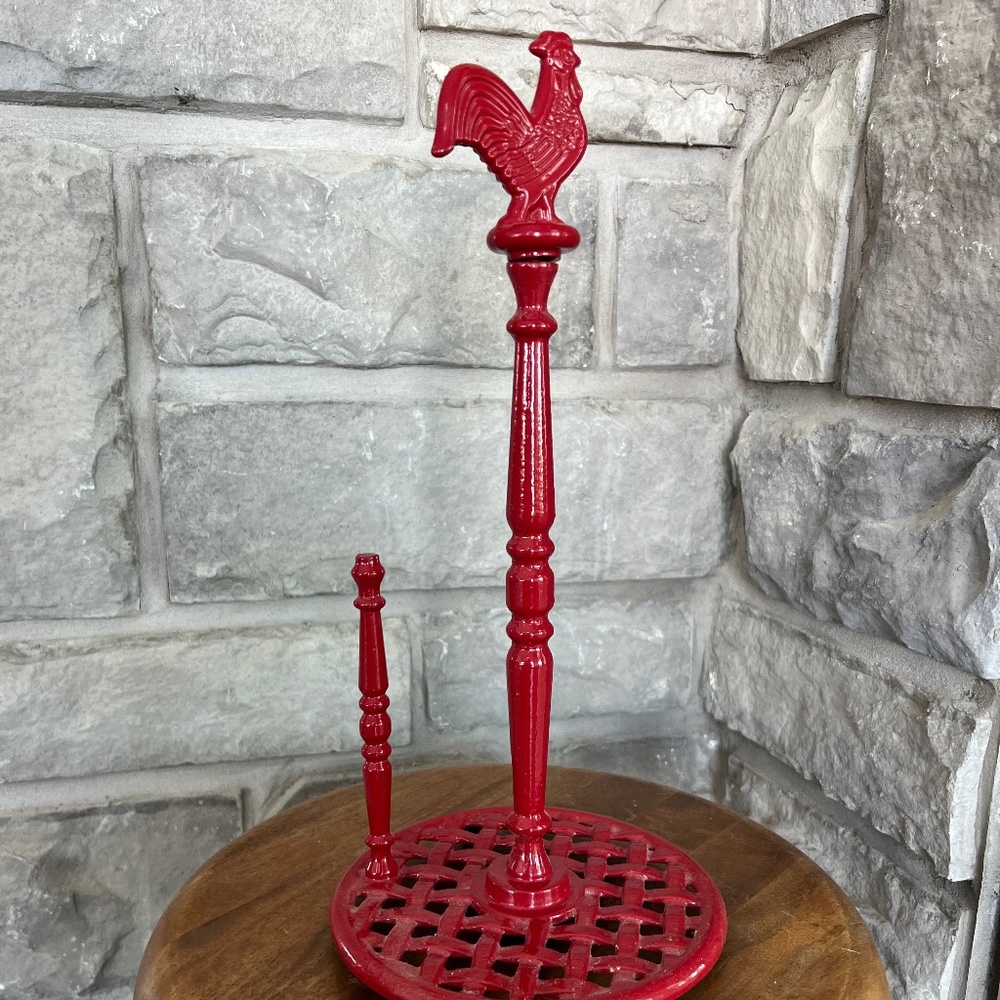 Paper Towel Holder - Enameled Cast Iron Rooster